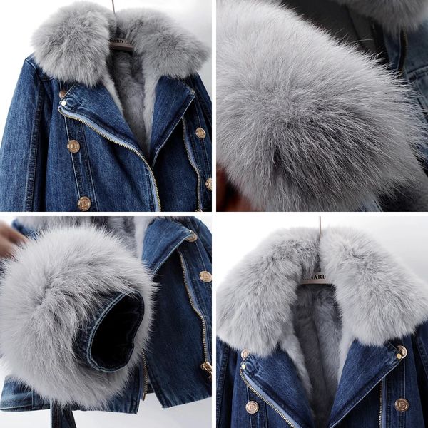 Fox Fur-Lined Denim Coat