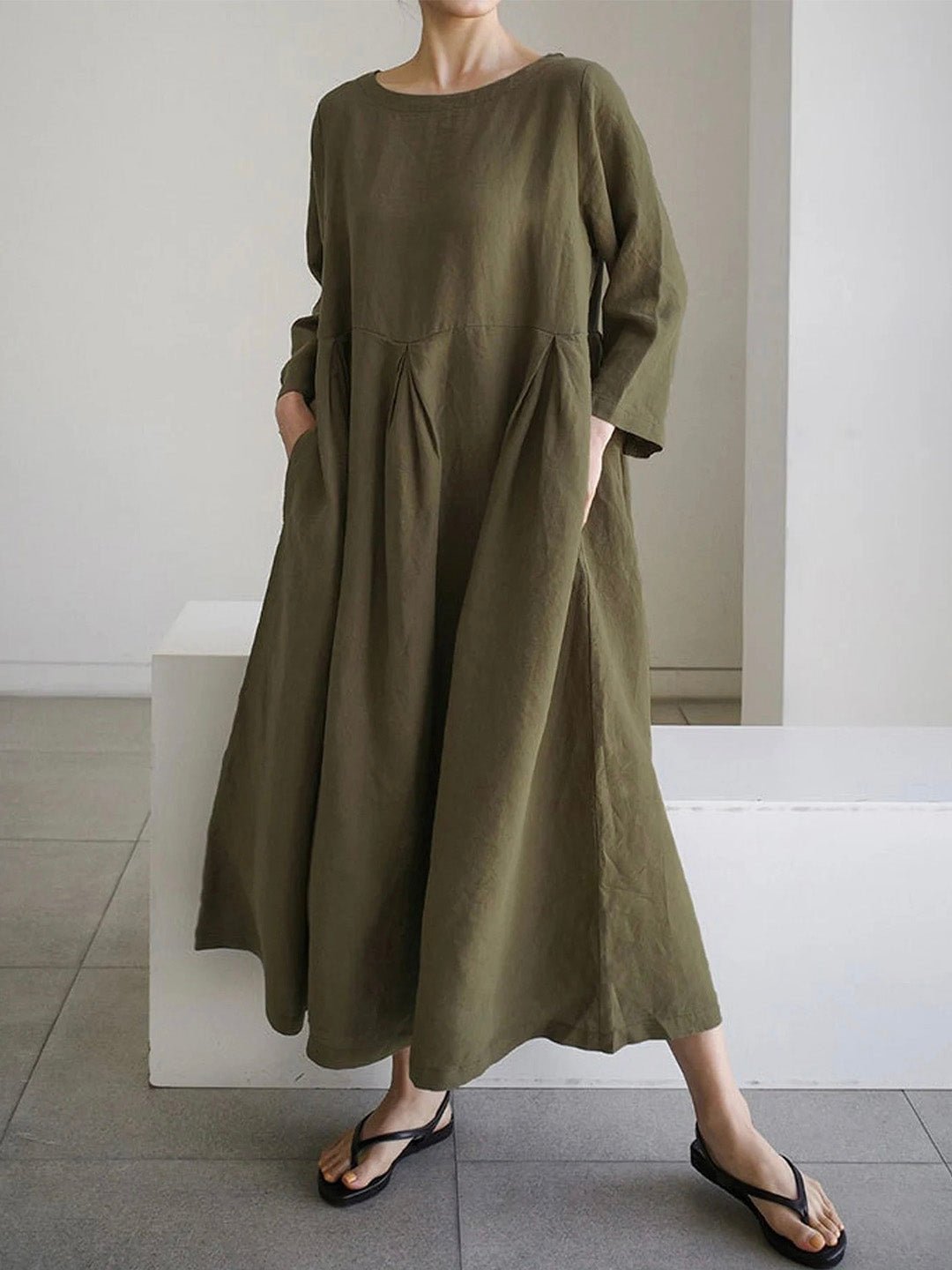 Image of Frida | Women's Long Sleeve A-Line Maxi Dress