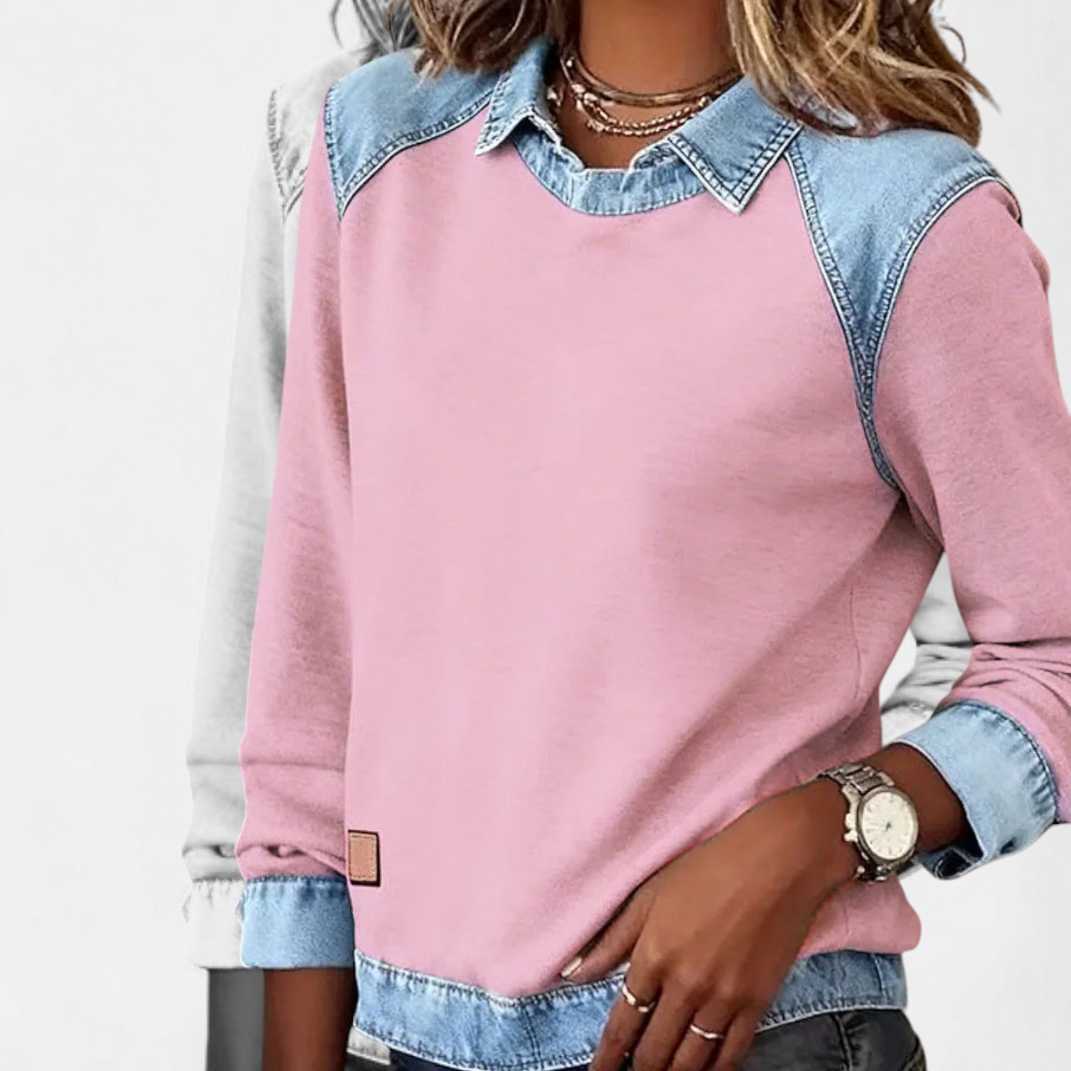 Image of Frida | Women's Raglan Sleeve Denim Sweater