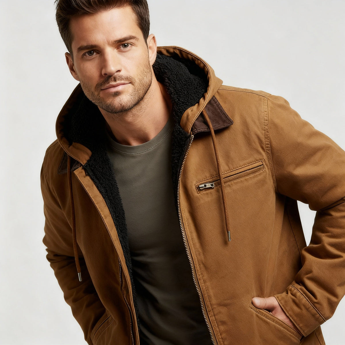 Functional Waterproof Outdoor Winter Parka Jacket with Hood in Polyester