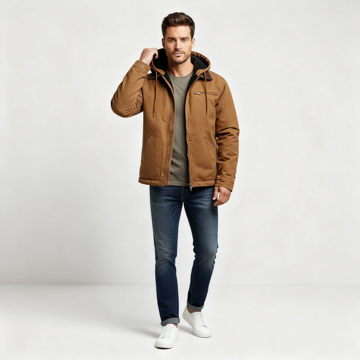 Functional Waterproof Outdoor Winter Parka Jacket with Hood in Polyester