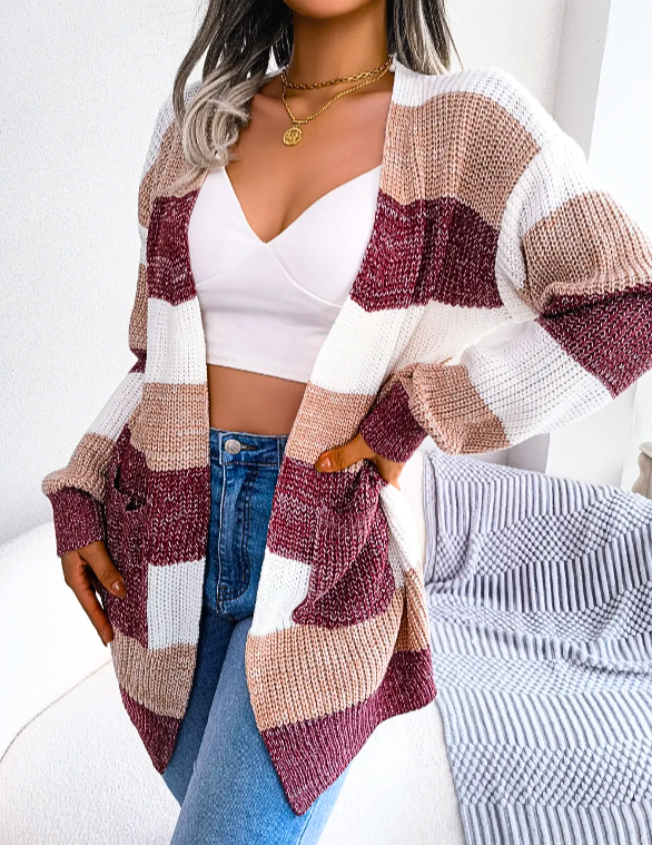 Image of Gabriella | Women's Long Sleeve Striped Cardigan