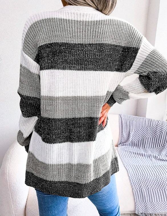 Image of Gabriella | Women's Long Sleeve Striped Cardigan