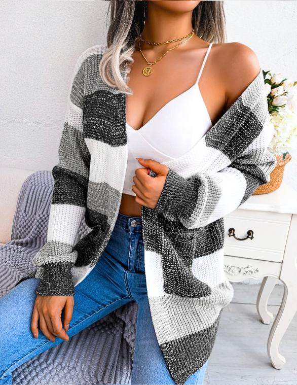 Image of Gabriella | Women's Long Sleeve Striped Cardigan
