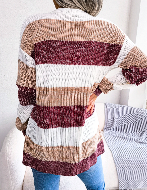 Image of Gabriella | Women's Long Sleeve Striped Cardigan