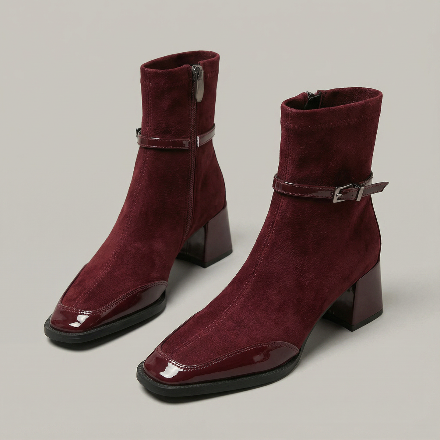 Image of Gail | Women's Block Heel Patent Leather Ankle Boots