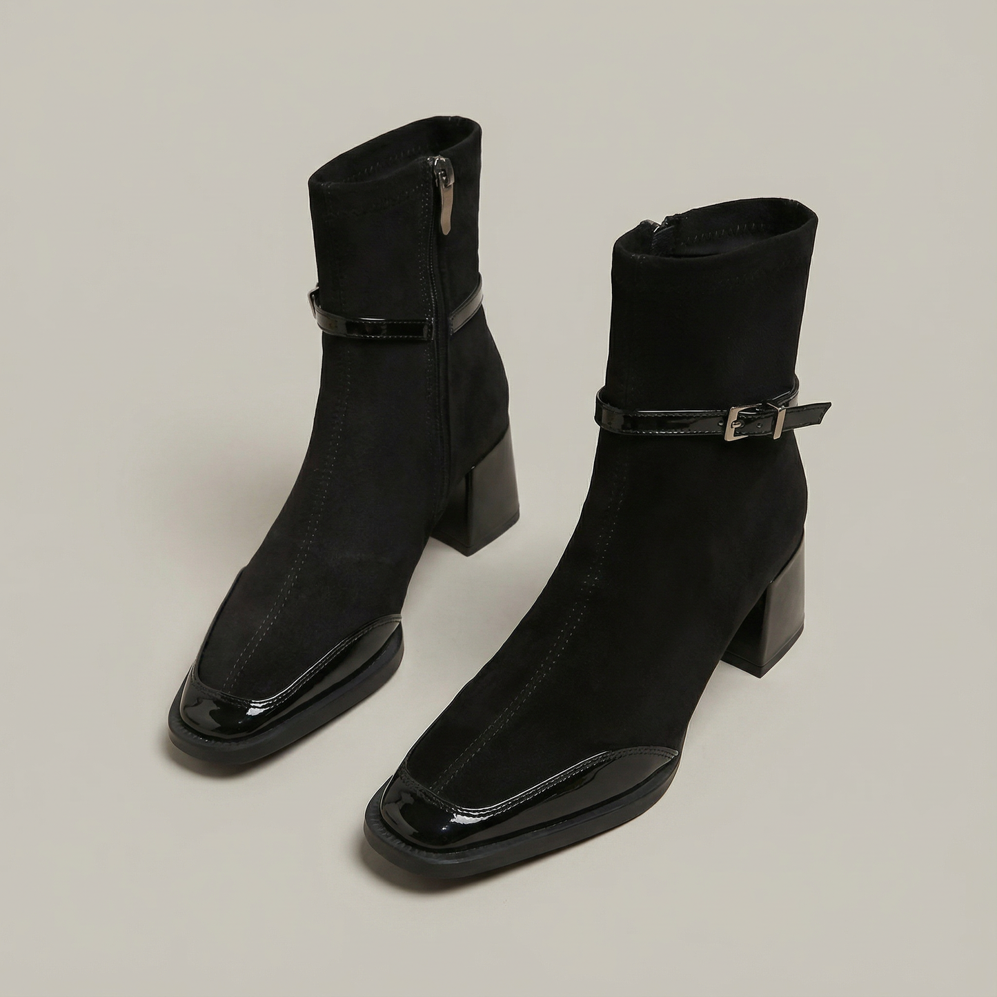Image of Gail | Women's Block Heel Patent Leather Ankle Boots
