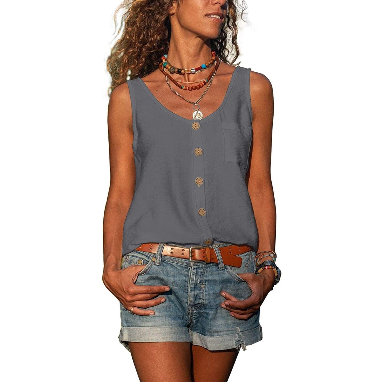 Image of Gail | Women's Button-Down Casual Tank