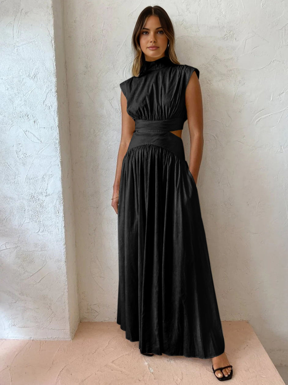 Image of Gail | Women's Sleeveless High Neck Maxi Dress
