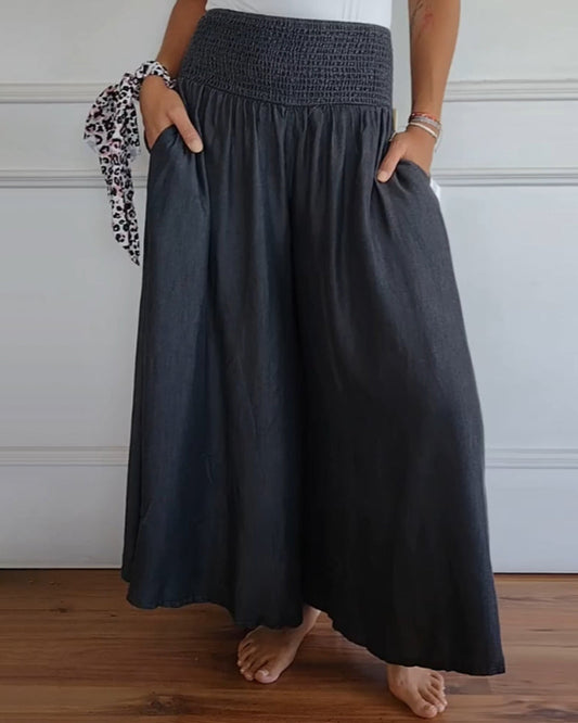 Image of Gale | Women's Wide Leg Smocked Waist Pants