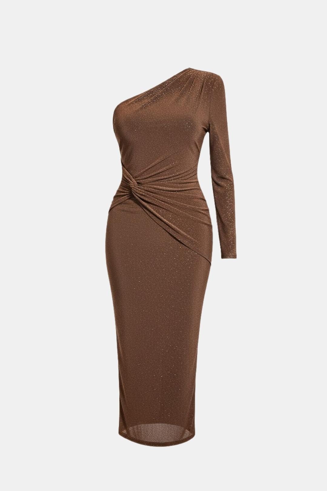Image of Geraldine | Women's One Shoulder Fitted Midi Dress