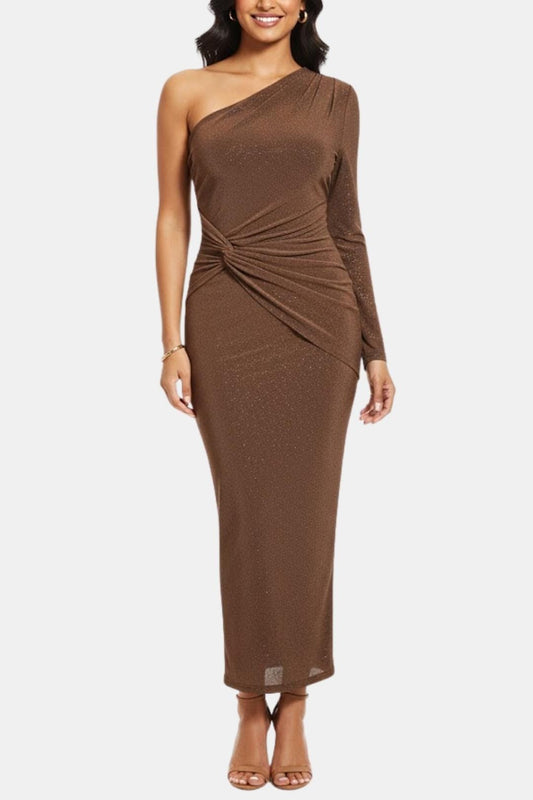 Image of Geraldine | Women's One Shoulder Fitted Midi Dress