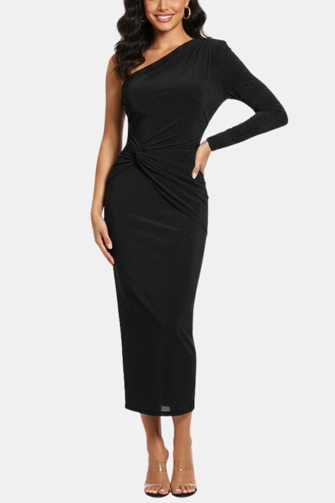 Image of Geraldine | Women's One Shoulder Fitted Midi Dress