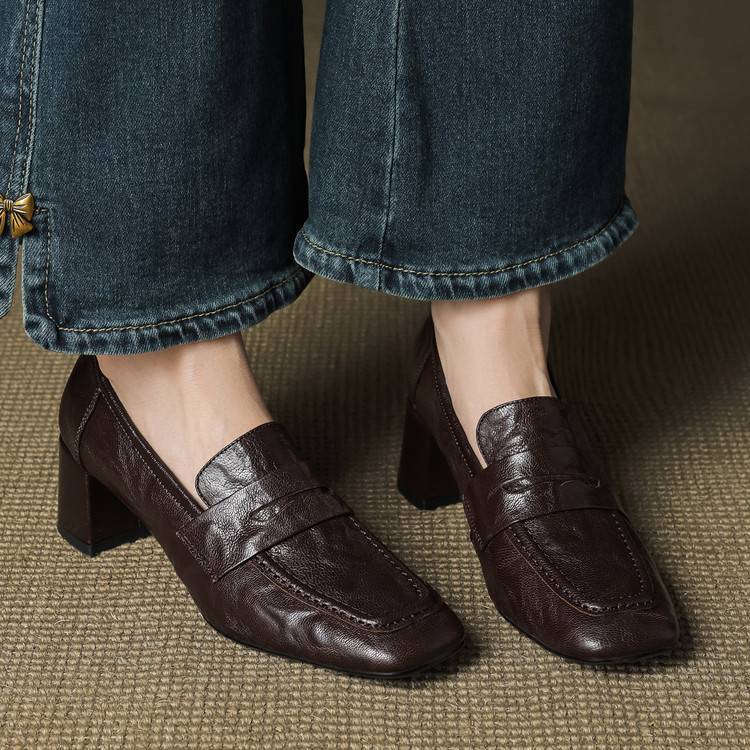 Image of Gloria | Women's Block Heel Slip-On Loafers