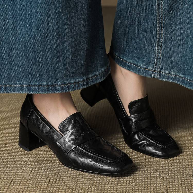 Image of Gloria | Women's Block Heel Slip-On Loafers