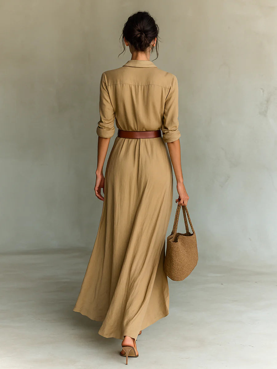 Image of Greta | Women's V-Neck Shirt Maxi Dress
