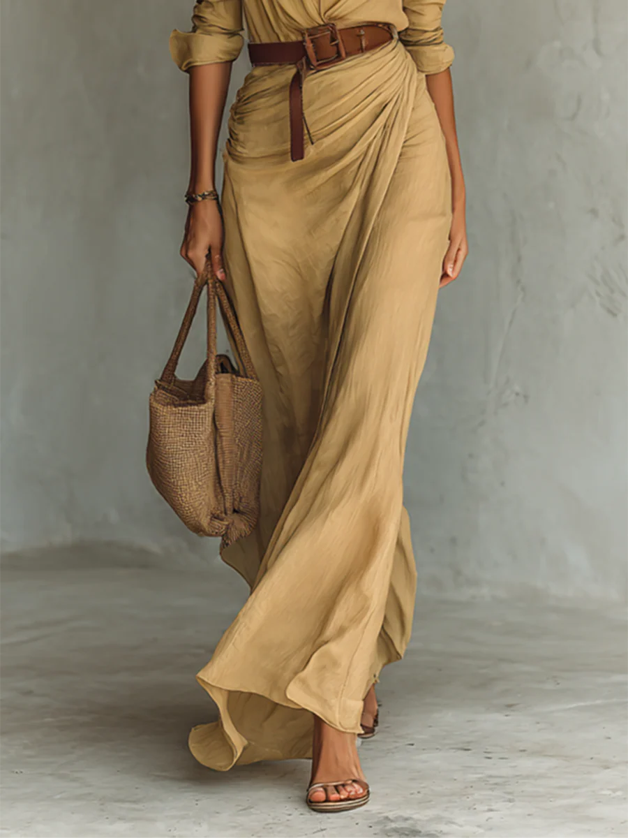 Image of Greta | Women's V-Neck Shirt Maxi Dress