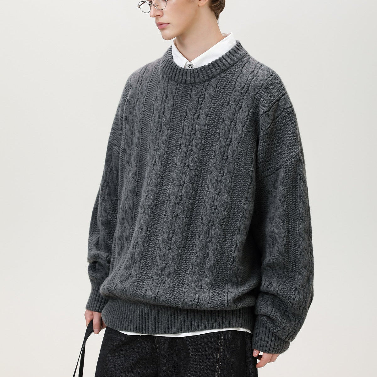 Image of Guy | Men's Cable Knit Crew Neck Sweater
