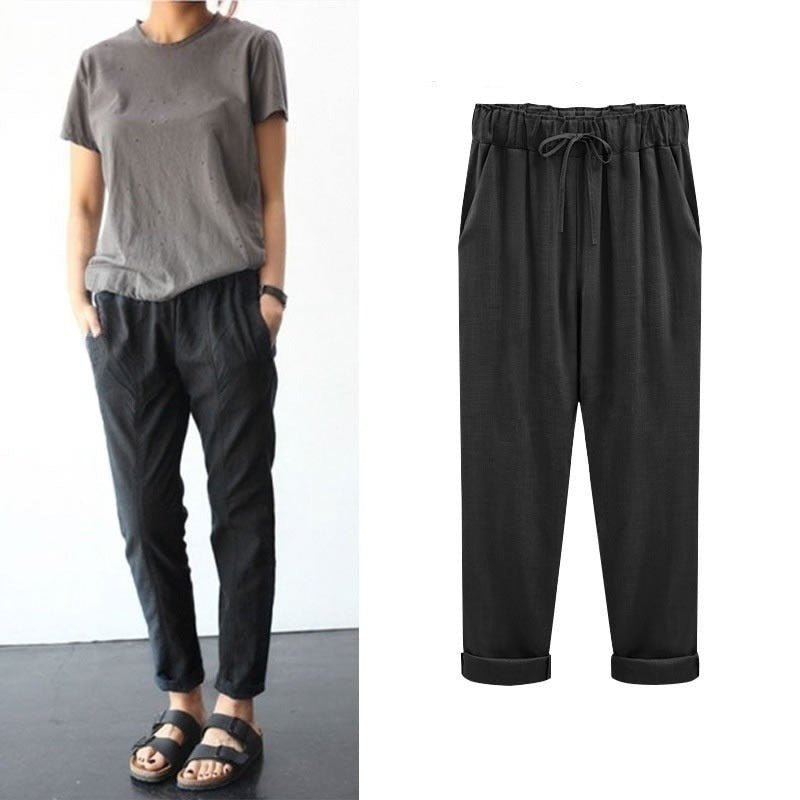 Image of Hailey | Women's Drawstring Waist Cuffed Ankle Pants