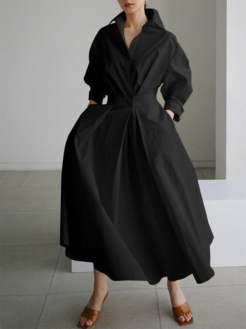 Image of Hailey | Women's Long Sleeve A-Line Midi Dress