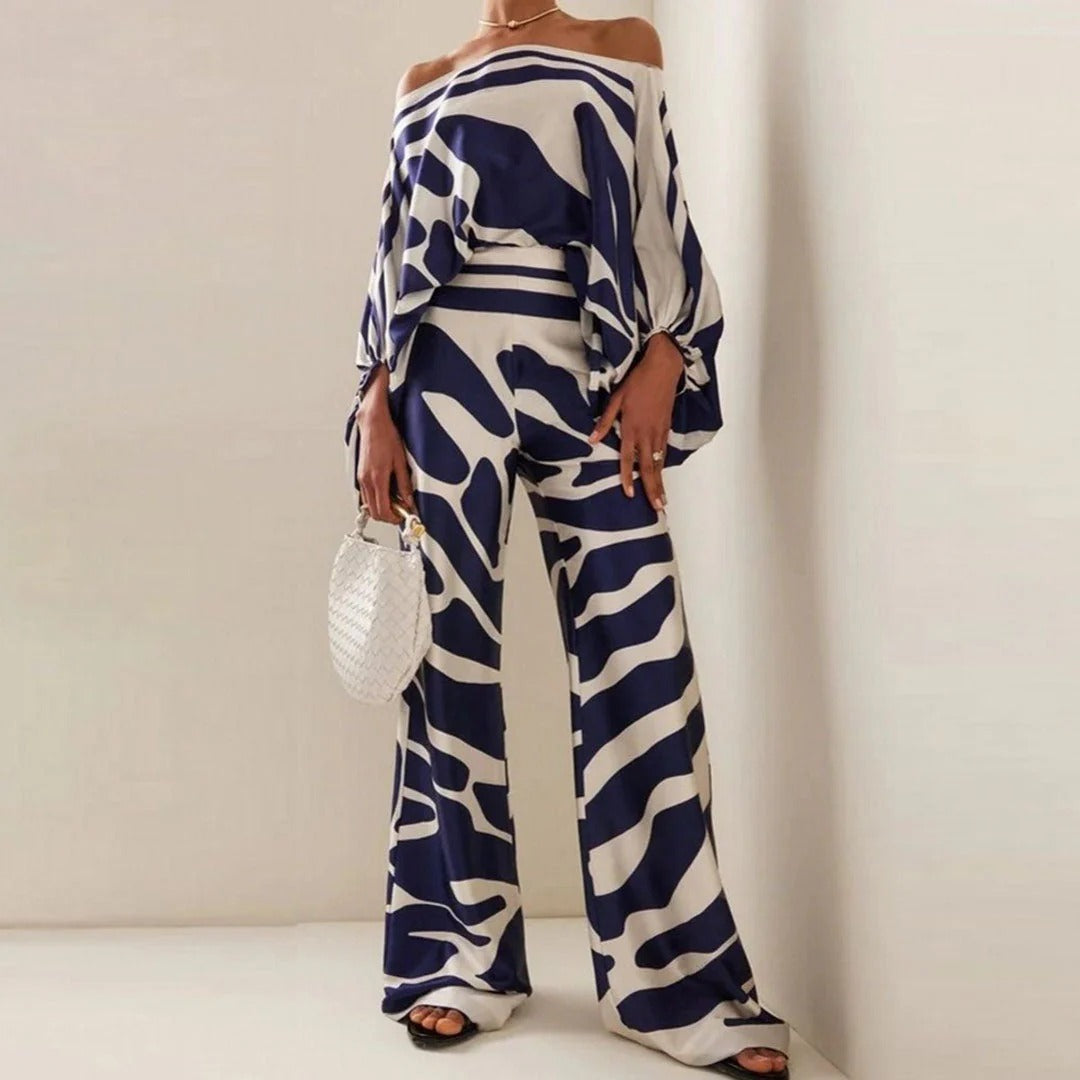 Image of Hallie | Women's Off-the-Shoulder Wide Leg Pants Set