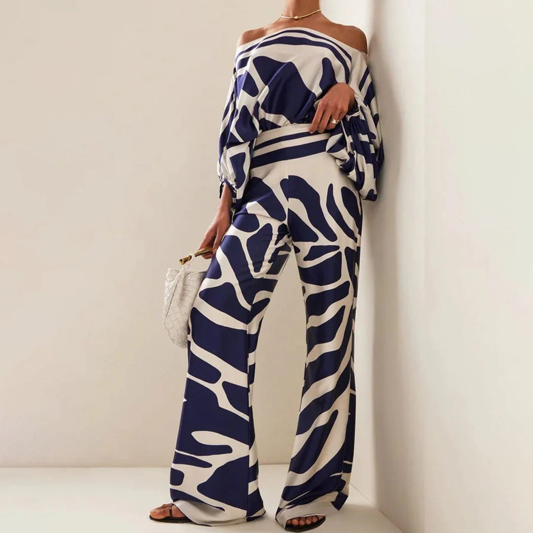 Image of Hallie | Women's Off-the-Shoulder Wide Leg Pants Set