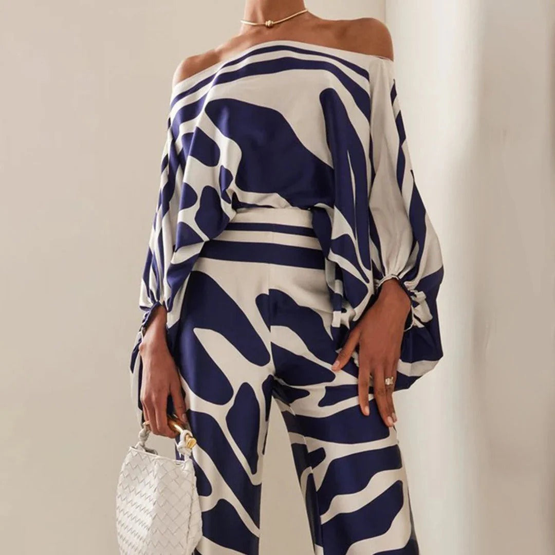 Image of Hallie | Women's Off-the-Shoulder Wide Leg Pants Set