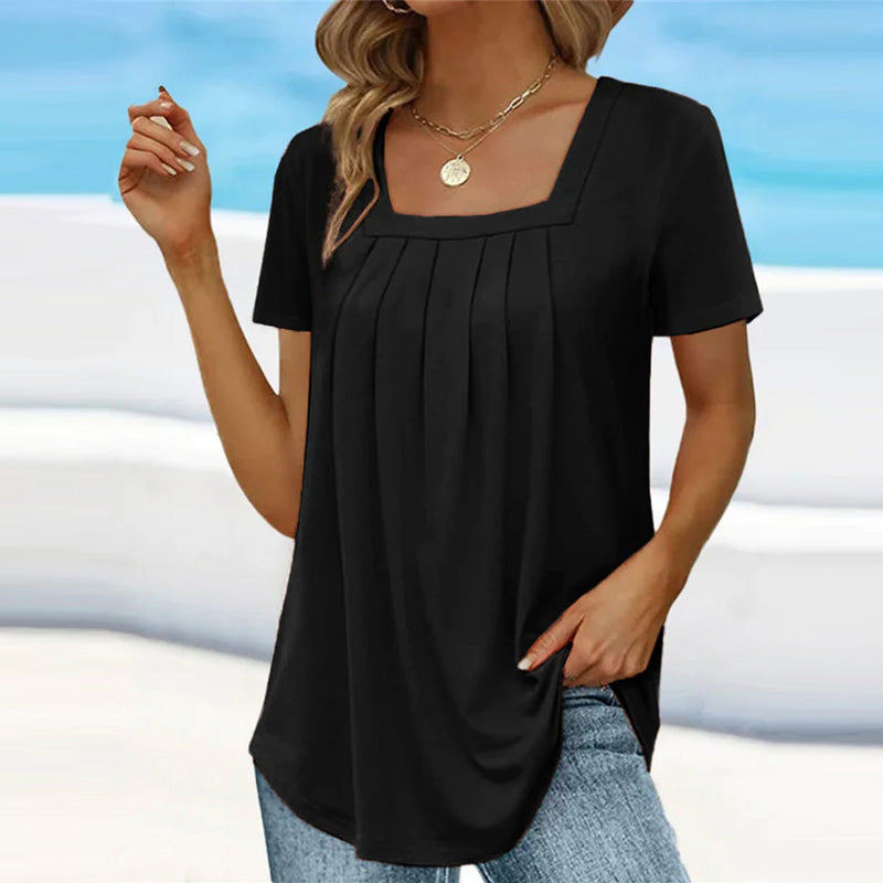 Image of Harmony | Women's Square Neck Pleated Blouse