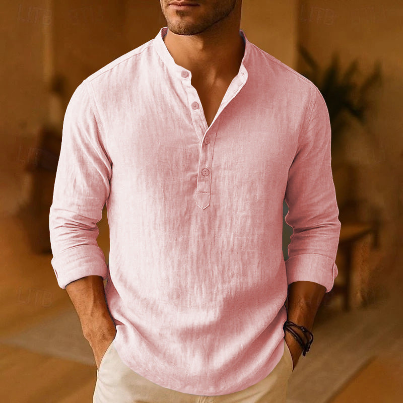 Image of Harold | Men's Long Sleeve Casual Henley Shirt