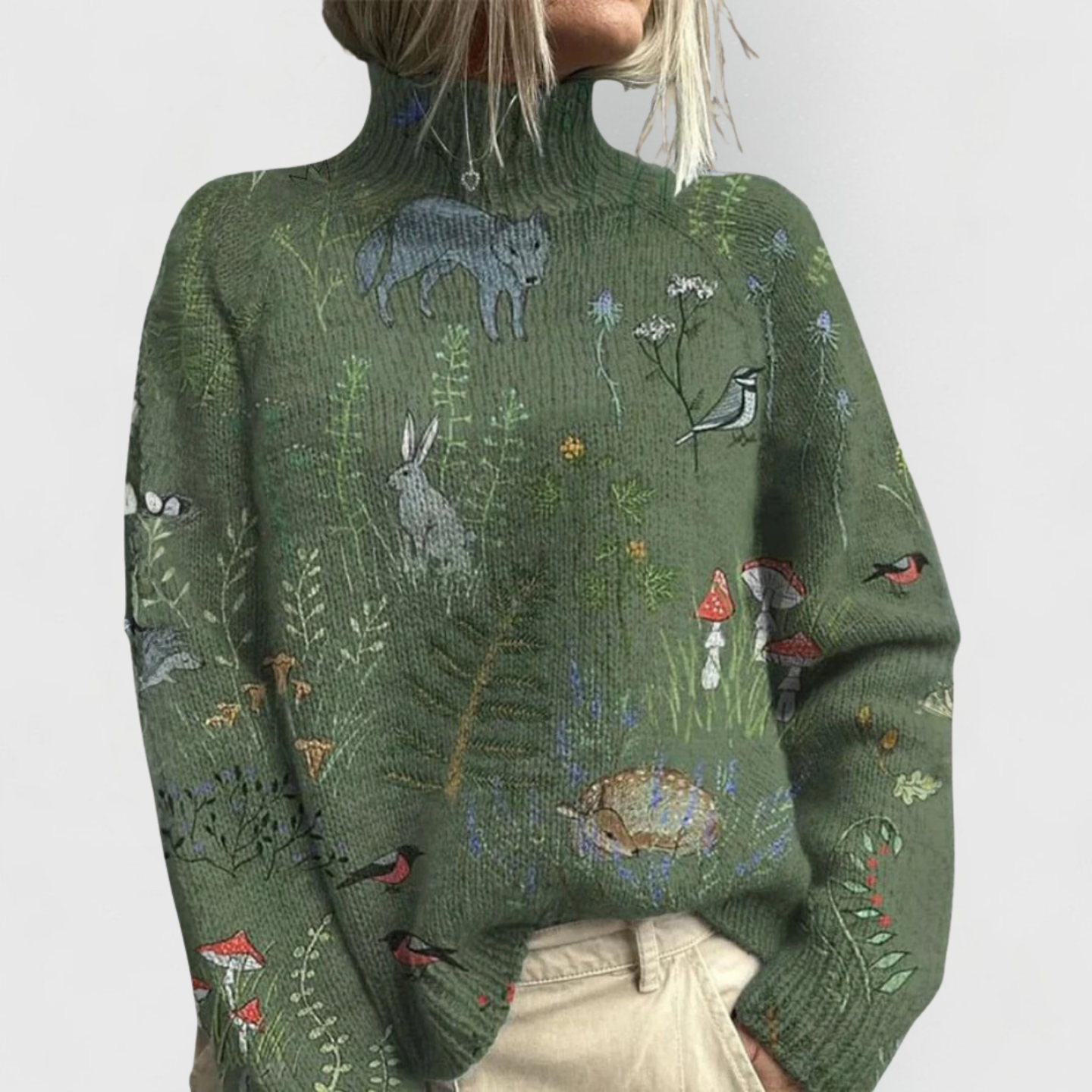 Image of Harper | Women's Turtleneck Patterned Sweater
