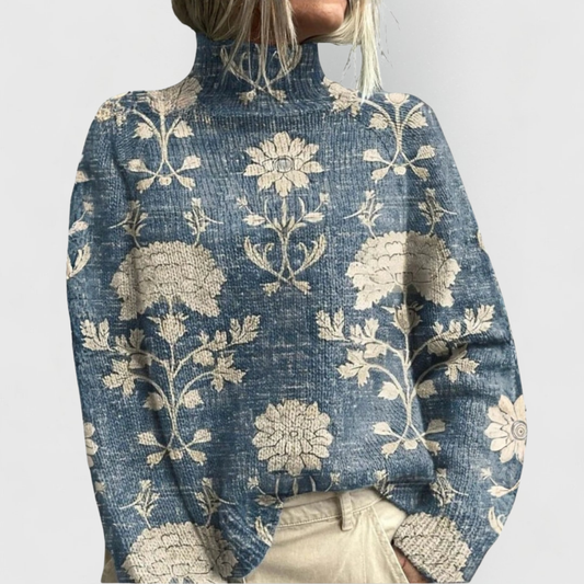 Image of Harper | Women's Turtleneck Patterned Sweater