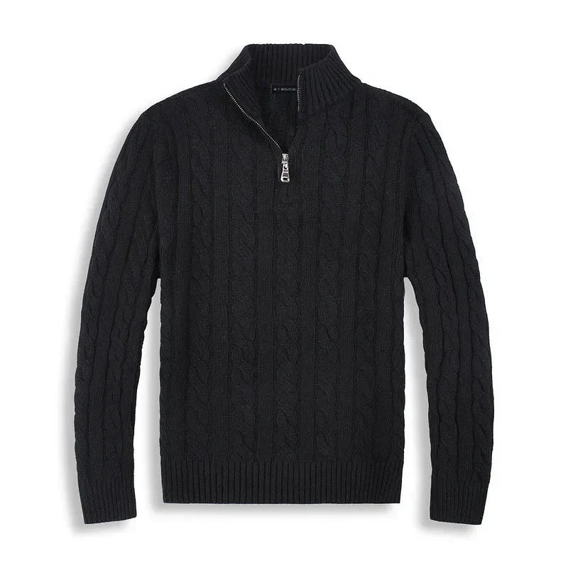 Image of Harrison | Men's Quarter-Zip Cable Knit Sweater