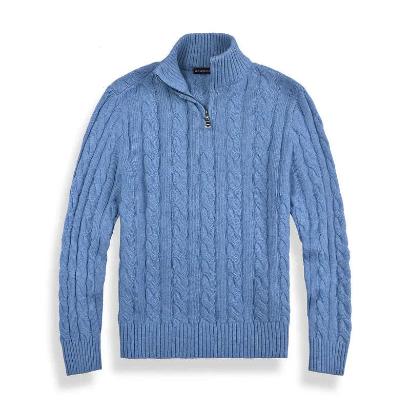 Image of Harrison | Men's Quarter-Zip Cable Knit Sweater