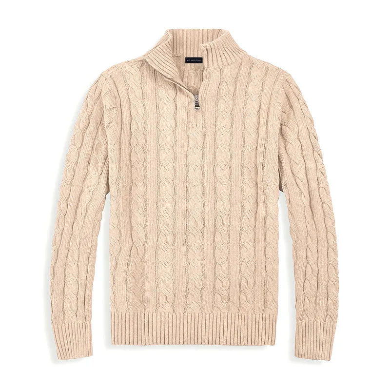 Image of Harrison | Men's Quarter-Zip Cable Knit Sweater