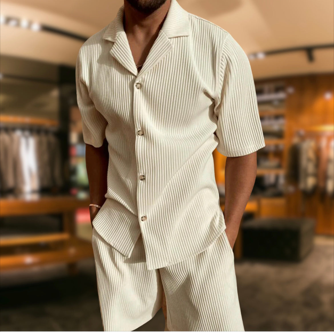 Image of Hayden | Men's Short Sleeve Shirt and Shorts Set