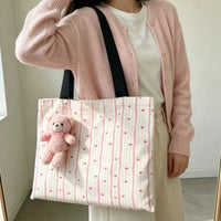 Heart Pattern Canvas Tote Bag