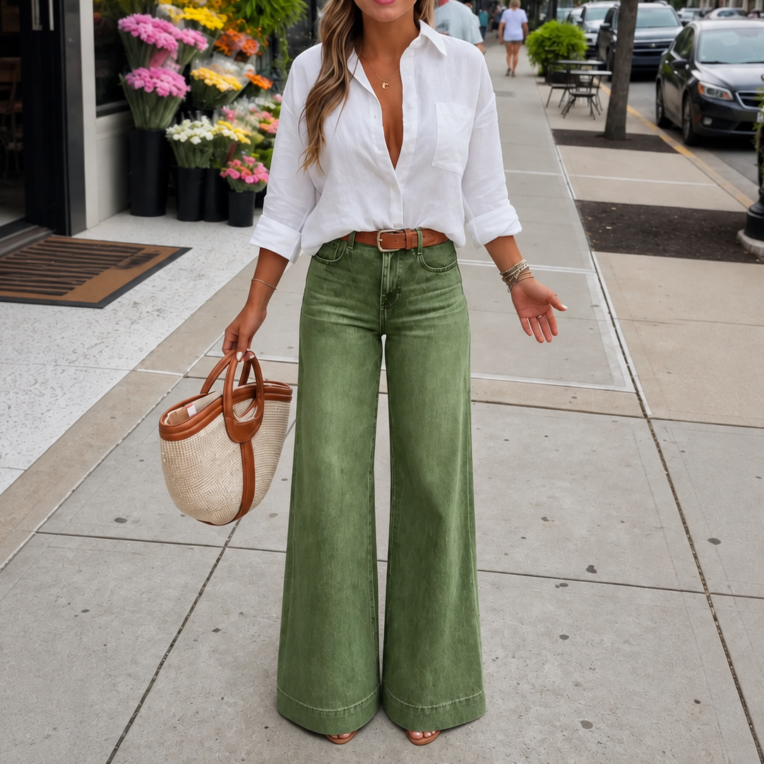 High-Rise Wide-Leg Vintage Wash Jeans