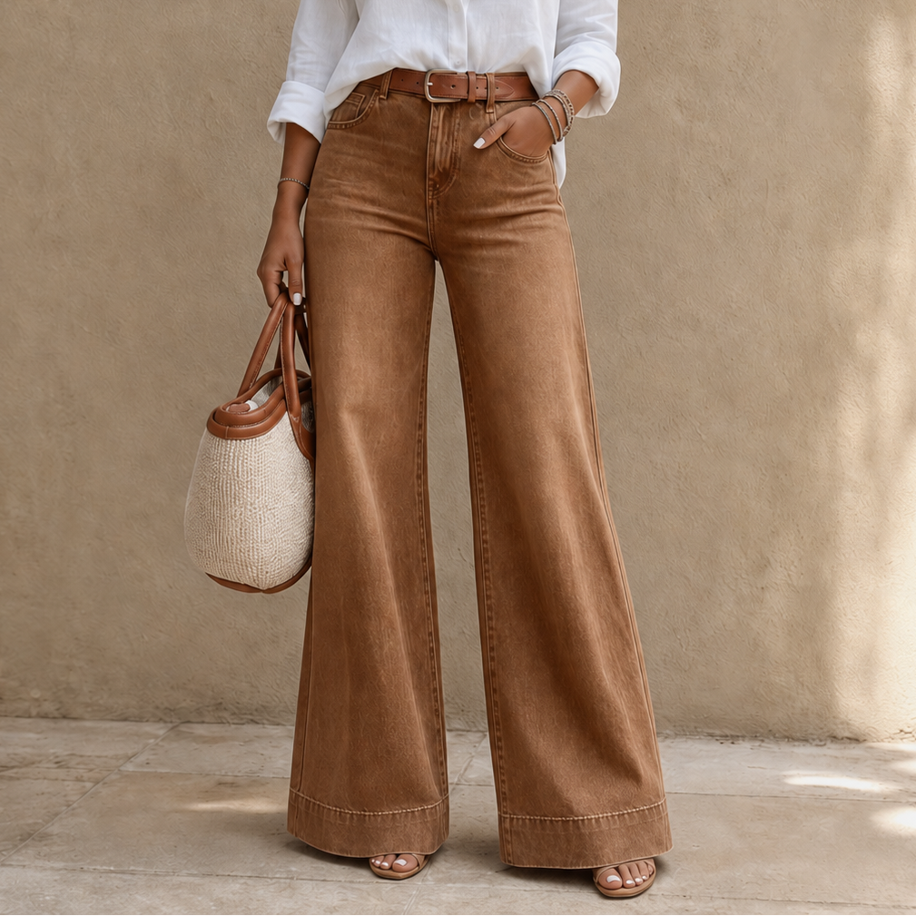 High-Rise Wide-Leg Vintage Wash Jeans