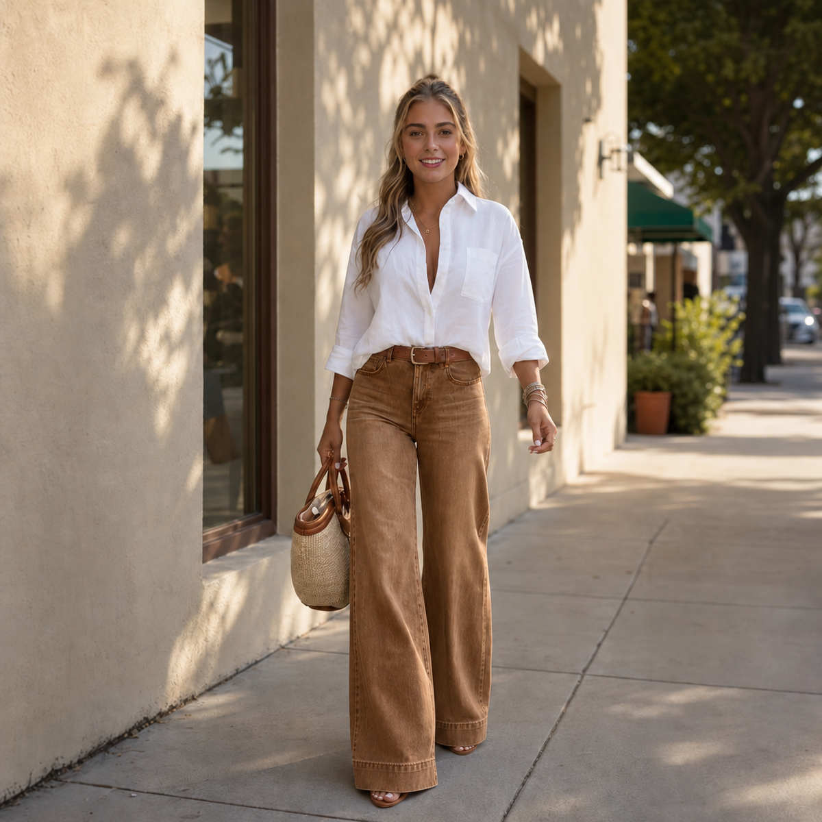 High-Rise Wide-Leg Vintage Wash Jeans