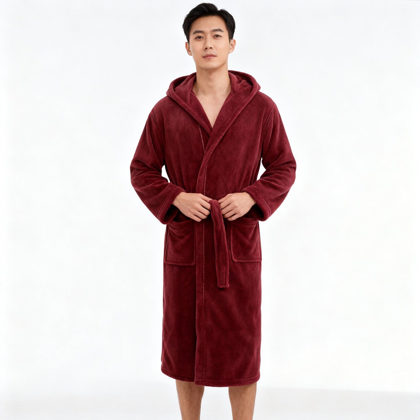 HoodedChill | Premium Men's Bathrobe with Hood | High-Loft Fleece for Maximum Thermal Insulation | Soft-Touch Finish | Ergonomic Fit & Durable Fiber Structure