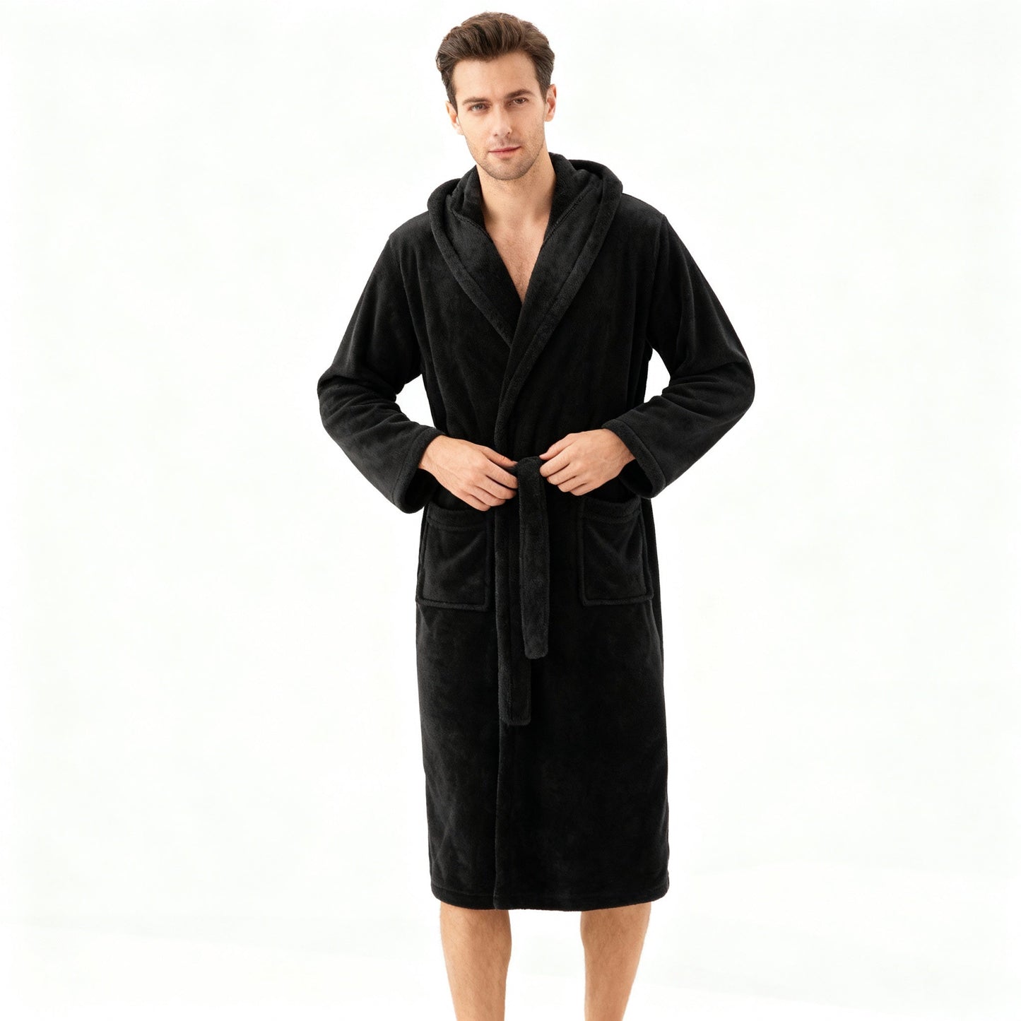 HoodedChill | Premium Men's Bathrobe with Hood | High-Loft Fleece for Maximum Thermal Insulation | Soft-Touch Finish | Ergonomic Fit & Durable Fiber Structure