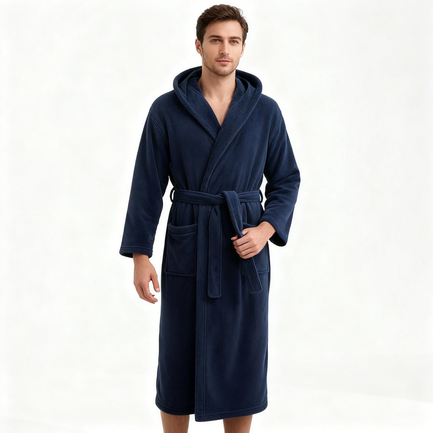 HoodedChill | Premium Men's Bathrobe with Hood | High-Loft Fleece for Maximum Thermal Insulation | Soft-Touch Finish | Ergonomic Fit & Durable Fiber Structure