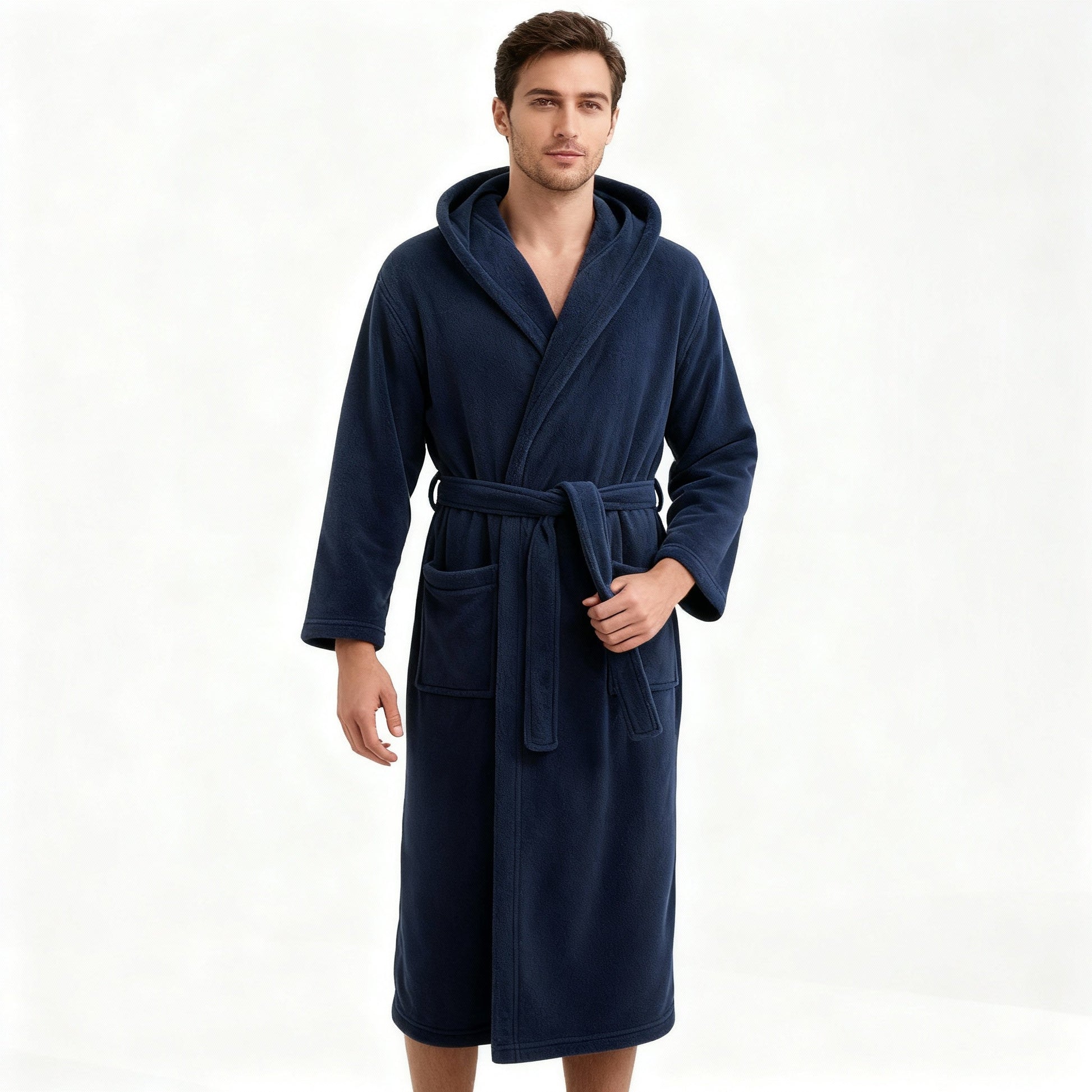 HoodedChill | Premium Men's Bathrobe with Hood | High-Loft Fleece for Maximum Thermal Insulation | Soft-Touch Finish | Ergonomic Fit & Durable Fiber Structure