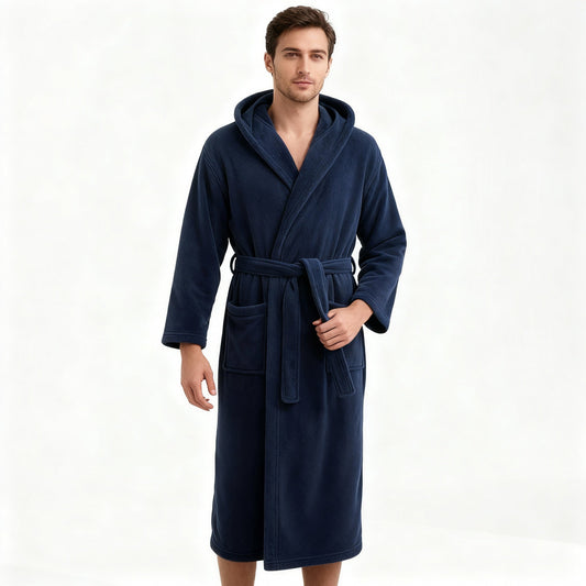 HoodedChill | Premium Men's Bathrobe with Hood | High-Loft Fleece for Maximum Thermal Insulation | Soft-Touch Finish | Ergonomic Fit & Durable Fiber Structure