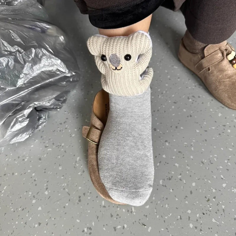 HUGFOOT – Cozy House Socks with Cute 3D Animal Accent & Secure Non-Slip Sole