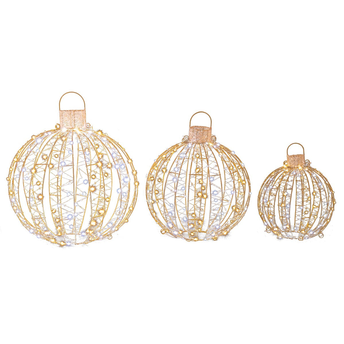 Illuminated Decorative Ornaments with Star Pattern Glow - Gold
