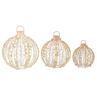 Illuminated Decorative Ornaments with Star Pattern Glow - Gold