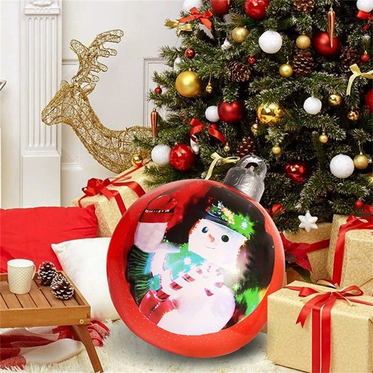 Inflatable Christmas Bauble with Snowflake Pattern