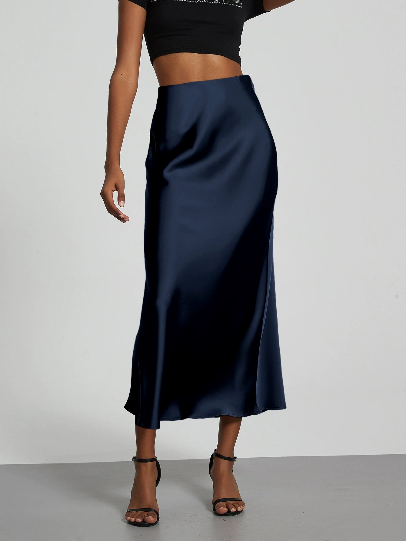 Image of Jane | Women's High-Waisted Slip Midi Skirt