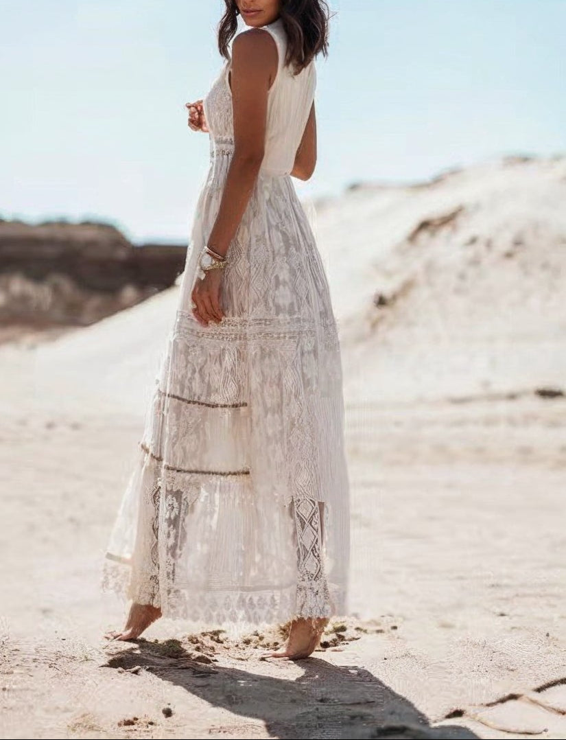 Image of Kay | Women's Sleeveless Lace Maxi Dress